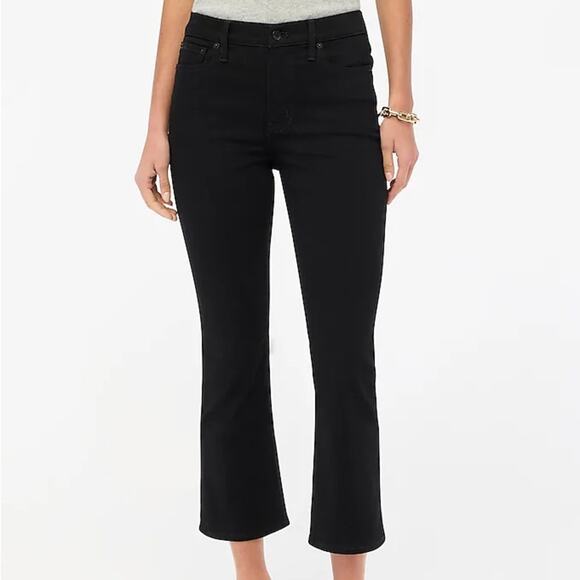 J. Crew Factory Flare Crop Black Jeans in All-Day Stretch - Picture 1 of 8